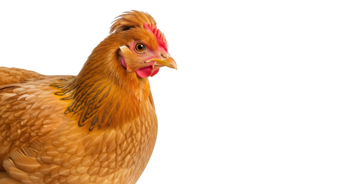 Close up portrait of a beautiful golden chicken