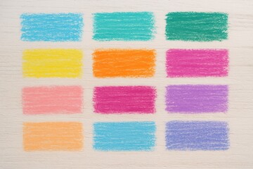 Pastel Chalk Texture Swatches on White Wooden Background