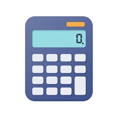 Modern blue calculator with digital display showing zero, perfect for finance and accounting needs.