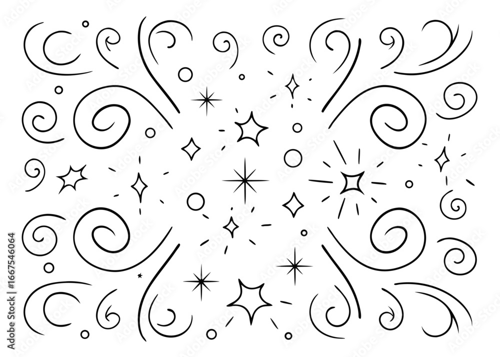Poster abstract graphic element featuring bold line strokes created with marker pen and pencil textures in 