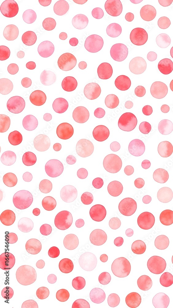Poster a vibrant watercolor fabric featuring an array of colorful polka dots in various sizes, blending sof