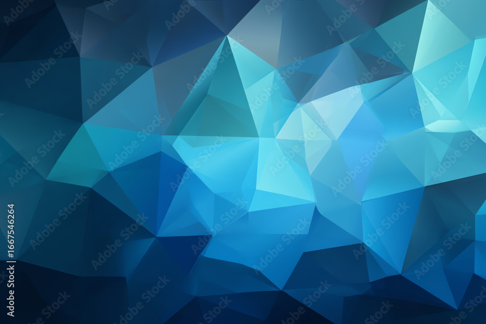 Poster abstract polygonal background featuring various shades of blue with geometric low poly shapes creati