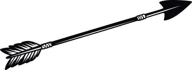 Illustration of a classic arrow with feathers and arrowhead, perfect for designs needing a vintage or traditional touch