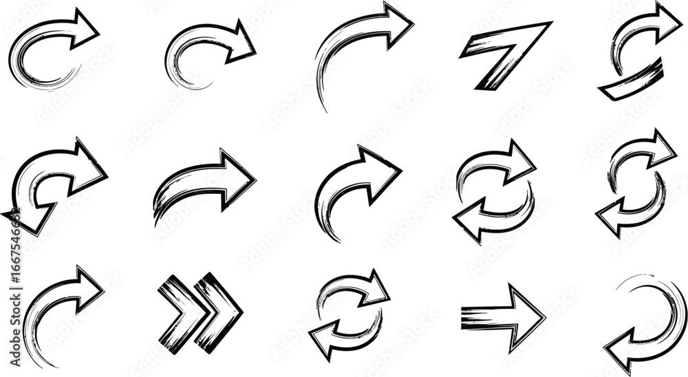 Poster set of hand-drawn arrows in various directions, perfect for adding a touch of creativity to your des
