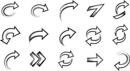 Set of hand-drawn arrows in various directions, perfect for adding a touch of creativity to your designs