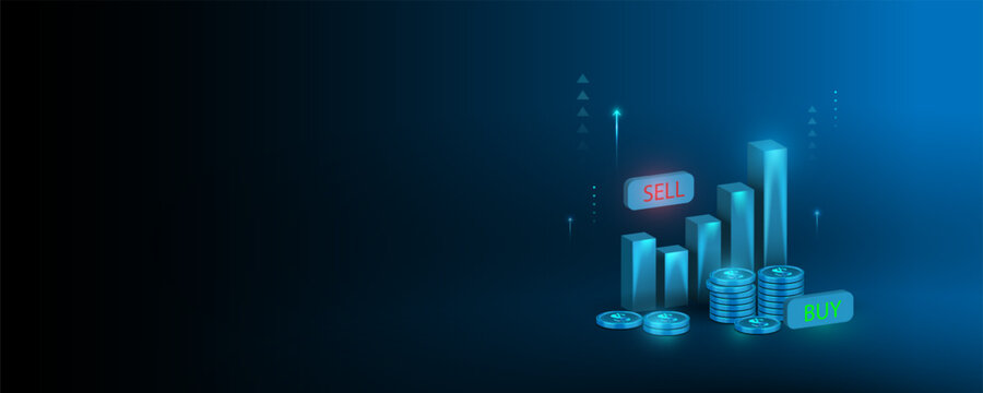 Background image of the concept of betting graphs, stock trading analysis, finance, world market trading.
