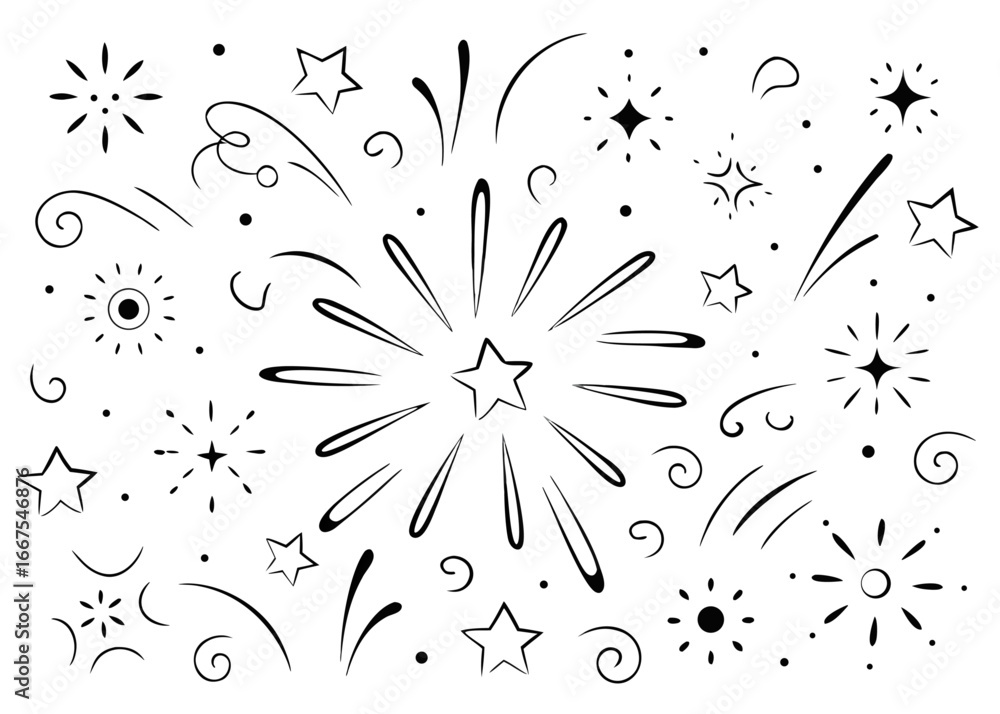 Poster dynamic bursting ray explosion graphic elements with surprise starburst effect and clean line art fo