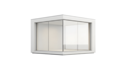 Modern corner window with white frame and clear glass panels design