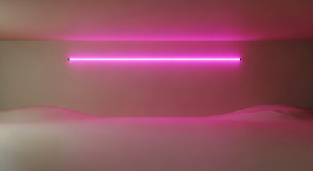 Modern neon light illuminates abstract pink landscape background