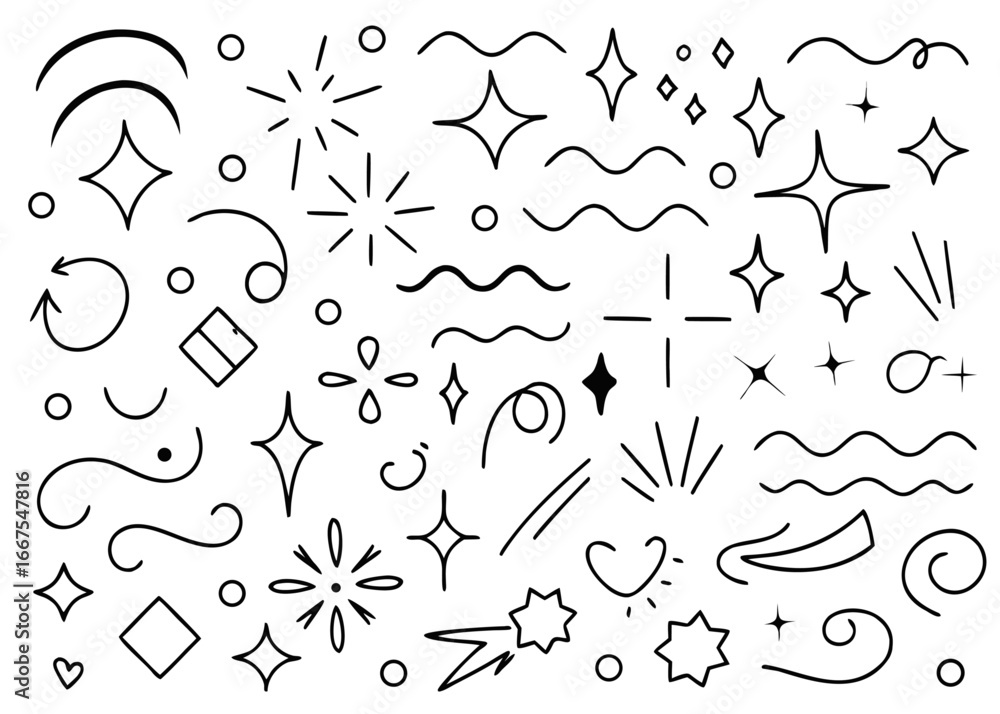 Poster artistic hand drawn brush marker strokes and underlines for creative highlighting and design element