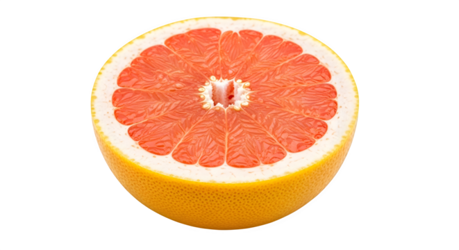 Fresh grapefruit half showing juicy segments
