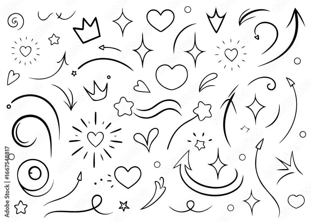 Poster hand drawn brush stroke marker arrows collection for informational graphics and design projects feat