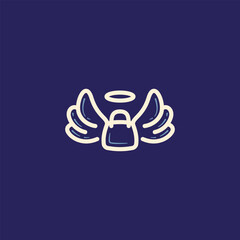 A minimalist angel symbol with a halo and curved wings