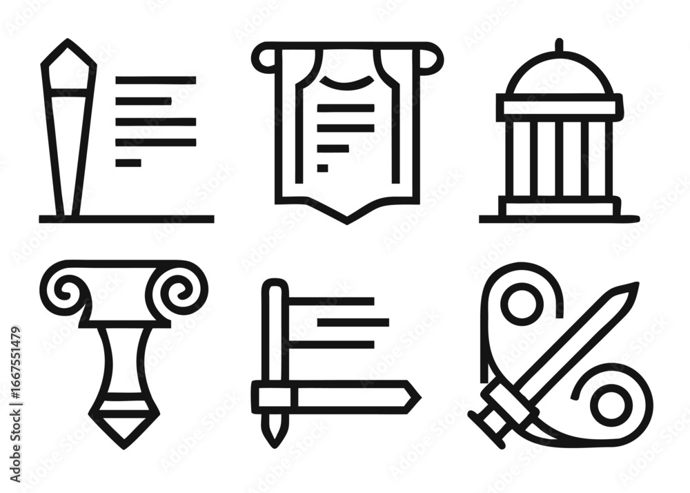 Poster comprehensive collection of historical museum elements including artifacts architecture and cultural