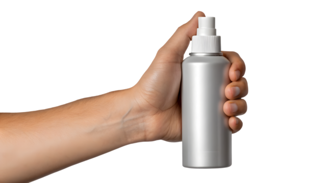 hand holding a spray bottle