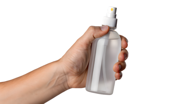 hand holding a spray bottle