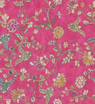 floral flower kalamkari design seamless for fabric garments or wallpaper print