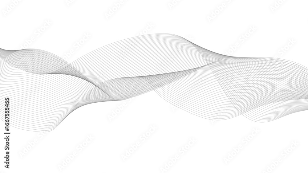 Poster abstract black lines wave curve motion on white background. abstract gray line with white background