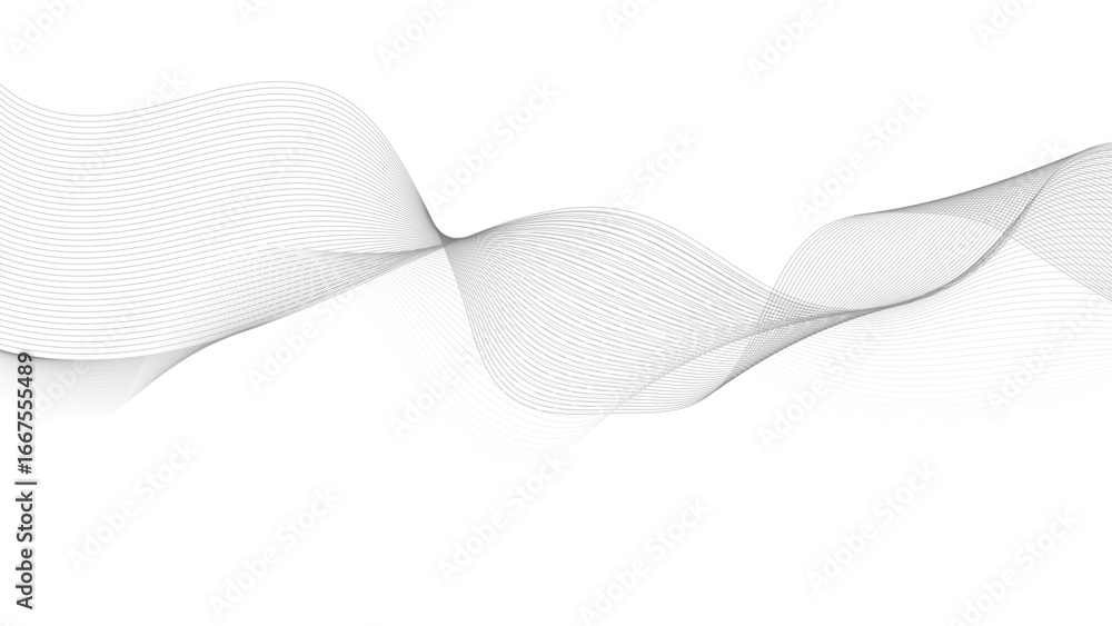Poster abstract black lines wave curve motion on white background. abstract gray line with white background
