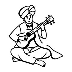 A hand drawn style icon showing a persian musician
