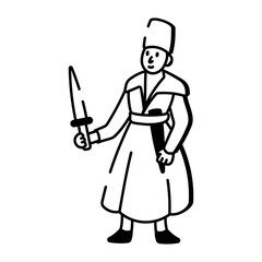 A hand drawn style icon showing a persian nobleman

