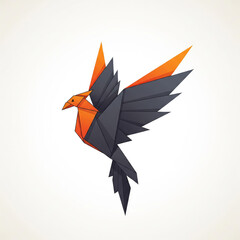 Fototapeta premium A modern, geometric logo of a phoenix in a Japanese origami style, a unique and elegant emblem symbolizing rebirth, innovation, and resilience.