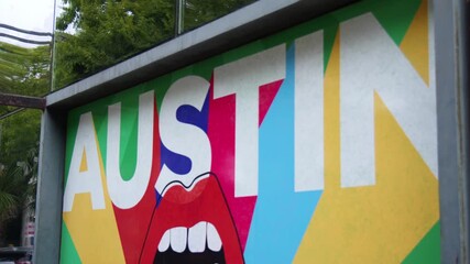Colorful Austin Wall Mural with Bold Letters - Powered by Adobe