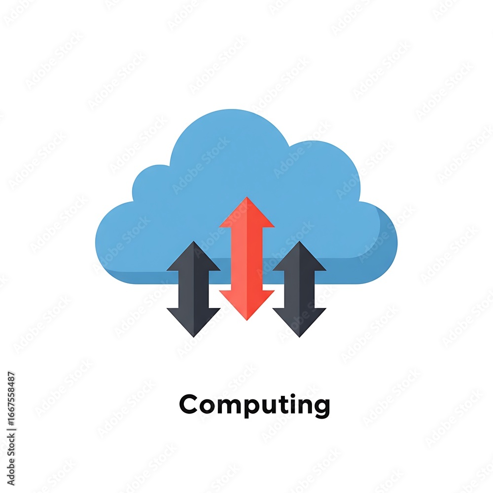 Aufkleber dynamic cloud computing concept with data transfer arrows for modern technology solutions