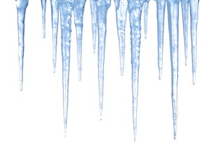 Icicles hanging, light blue, frosty