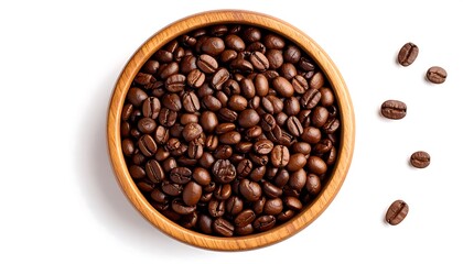 Fototapeta premium Roasted Coffee Beans in a Wooden Bowl.