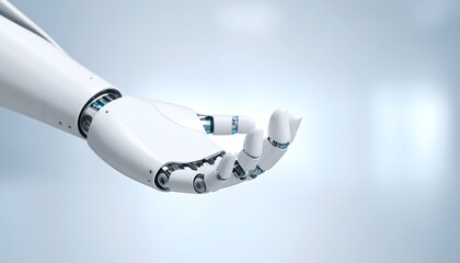 Robotic hand extended forward in a gesture of offering or assistance.