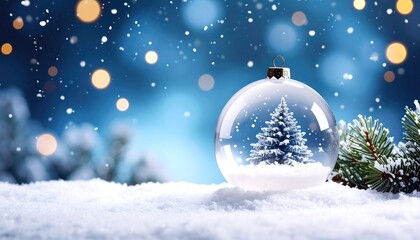 Glass Ornament, Snow Scene, Winter Holiday