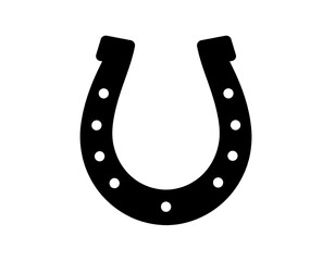 Black Horseshoe Icon, White Background