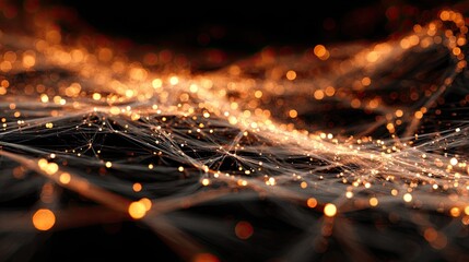 Abstract network of glowing orange dots and lines