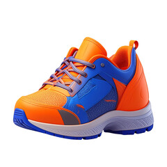 Naklejka premium A single pair of new white sport shoes with laces sits isolated on a white background