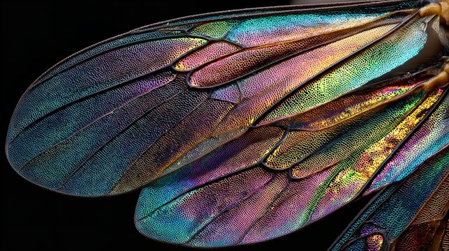 A beautiful and detailed close-up of fish scales displaying a range of iridescent colors, reflecting a mesmerizing and vibrant underwater natural bea