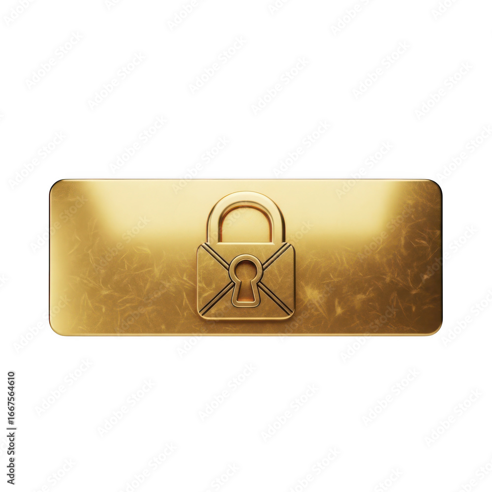 Poster golden padlock with keyhole isolated on transparent background for security purpose