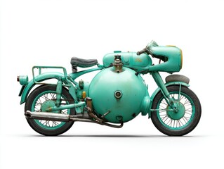 Vintage Teal Green Motorcycle with Bulbous Fuel Tank