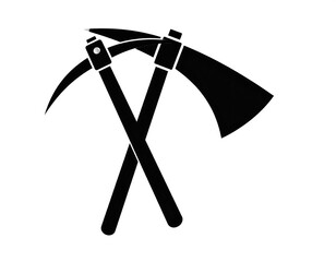Crossed Pickaxe and Axe, Isolated Background