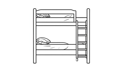 Bunk bed line drawing, side view, bedroom