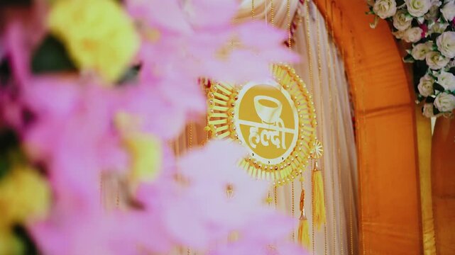Haldi Decor Slow Motion, a pre-wedding ceremony common in traditional Indian weddings