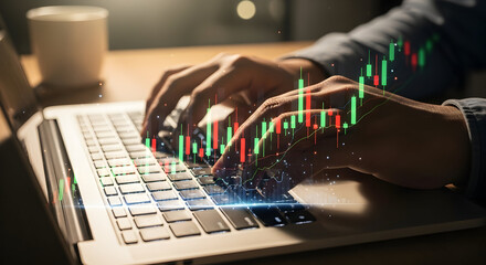 Analyzing vibrant stock market trends on a modern laptop for smart financial decisions and investment growth