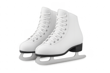 Pair of white ice skates isolated on transparent background