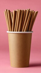 Brown paper straws in a brown paper cup