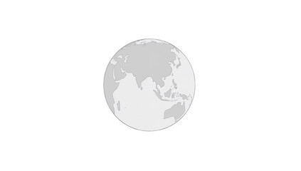 Fototapeta premium Simple grayscale illustration of Earth, centered, showcasing continents and oceans.