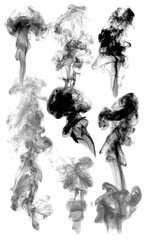 Abstract ink or smoke patterns against white