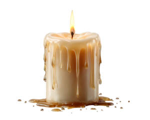 White melting candle isolated on transparent backgrond