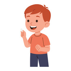 Cartoon boy holding a chalk