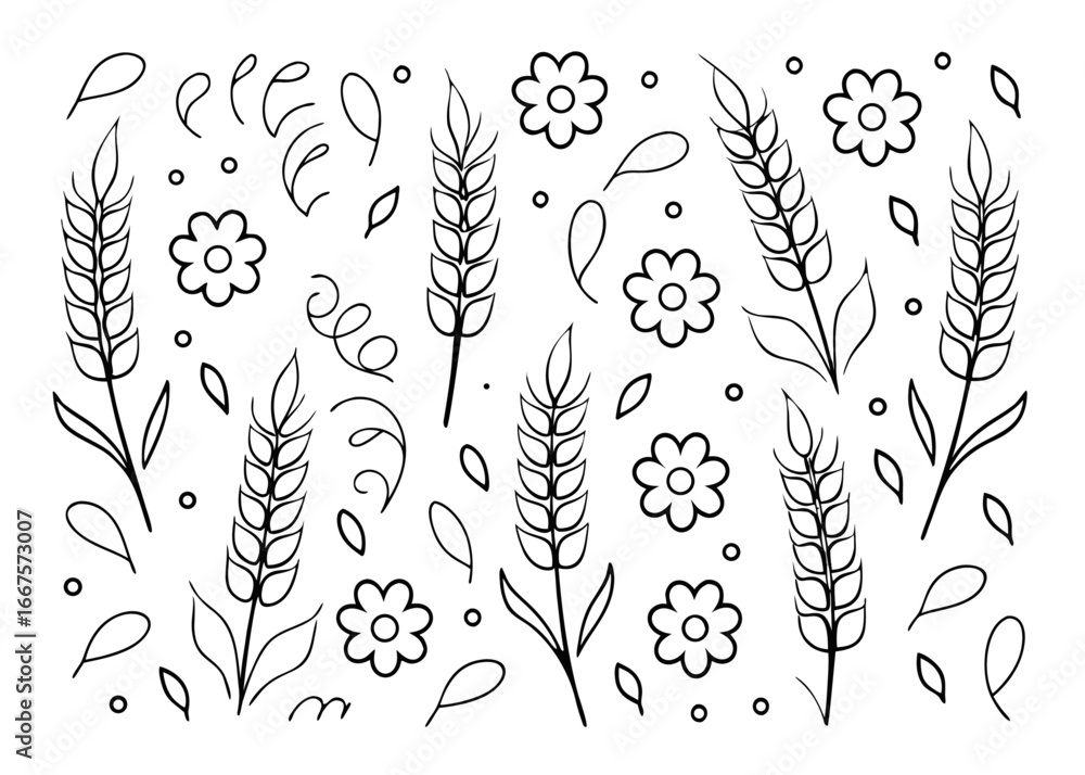 Poster artistic wheat stalk brush stroke texture seamless pattern background for creative design projects a