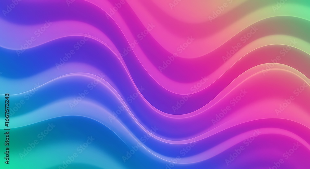 Poster colorful flowing lines and soft wavy patterns create a digital art abstract with a light purple and 